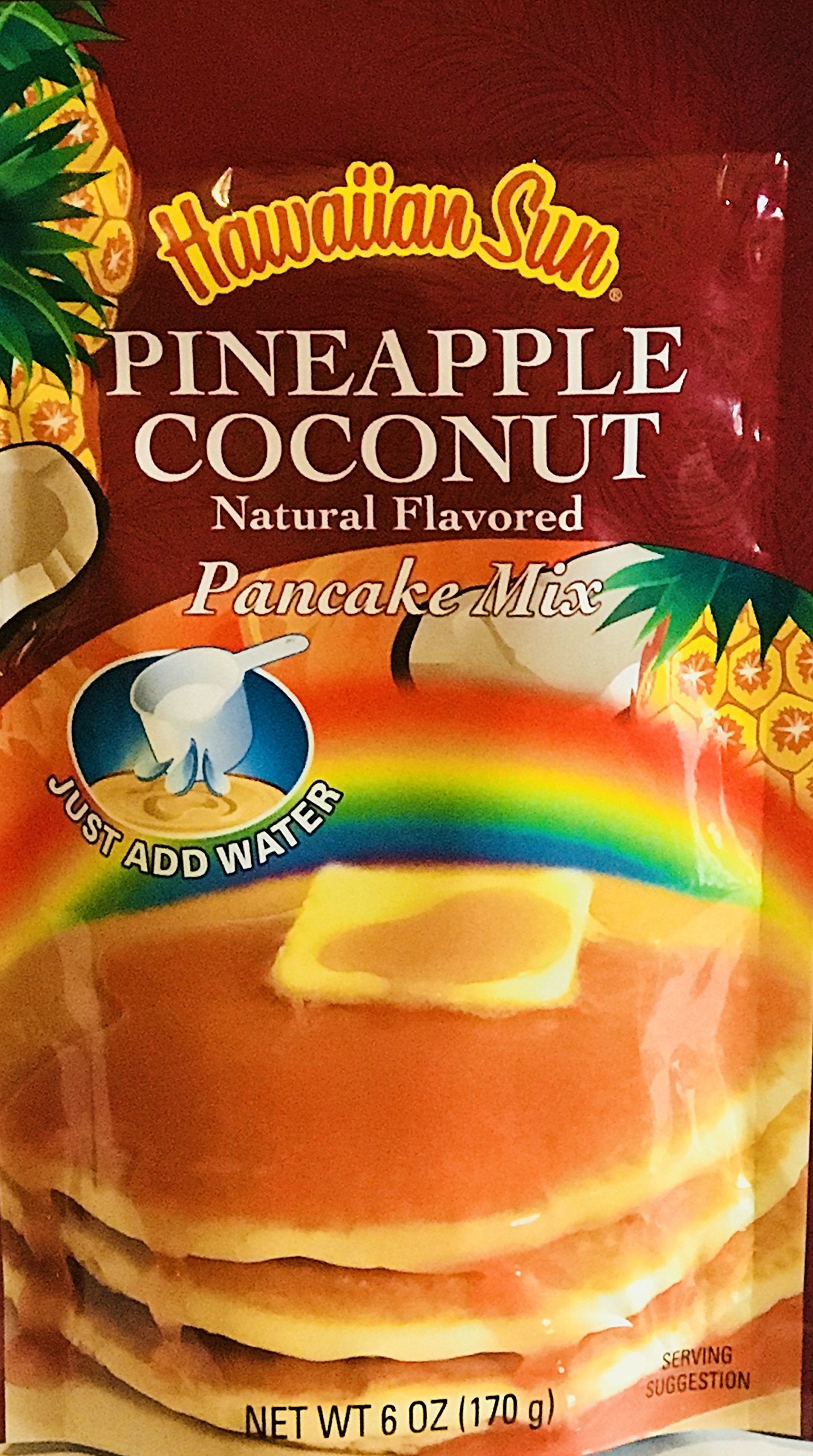 Hawaiian Natural Flavored Pancake Mix! Choose From Macadamia Nut Flavors! Just Add Water! 6oz Package! (Pineapple Coconut)