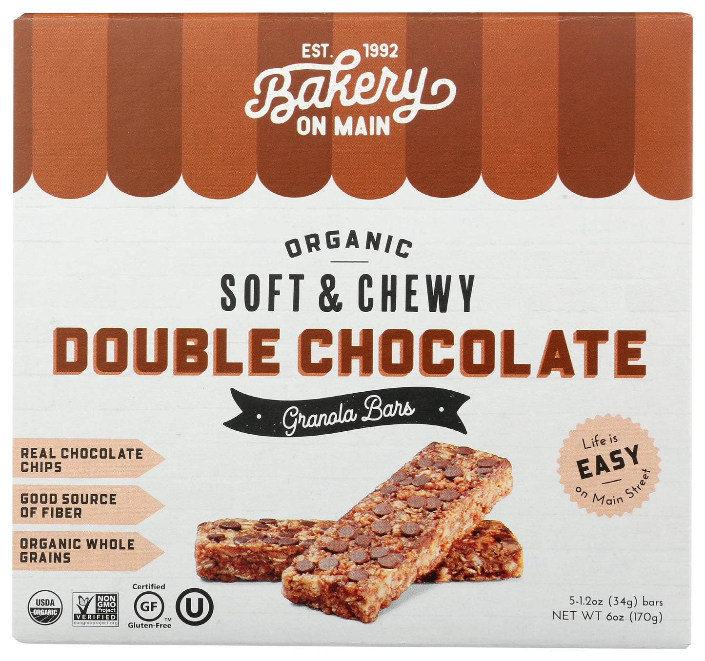 Bakery On Main, Bars Granola Double Chocolate 5 Count, 6 Ounce