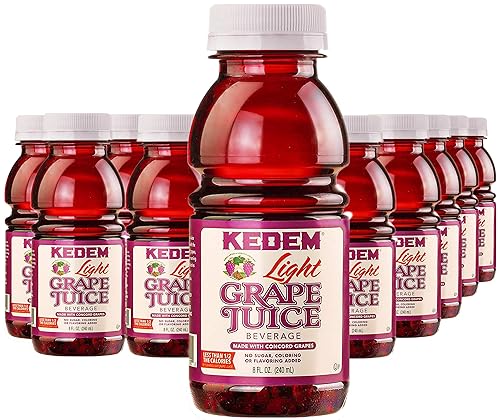 Kedem Light Concord Grape Juice, 8oz Plastic Bottle, 24 Pack, Reduced Sugar and Calories