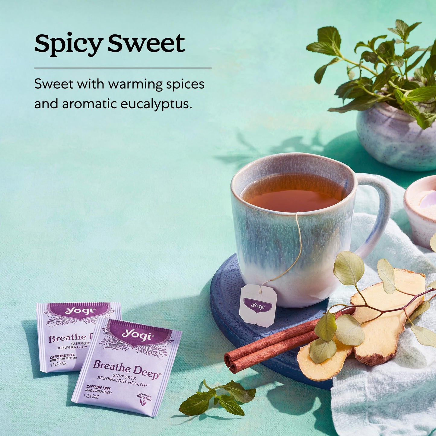 Yogi Tea Breathe Deep Tea - 16 Tea Bags per Pack (6 Packs) - Organic Respiratory Tea - Supports Respiratory Health - Includes Licorice Root