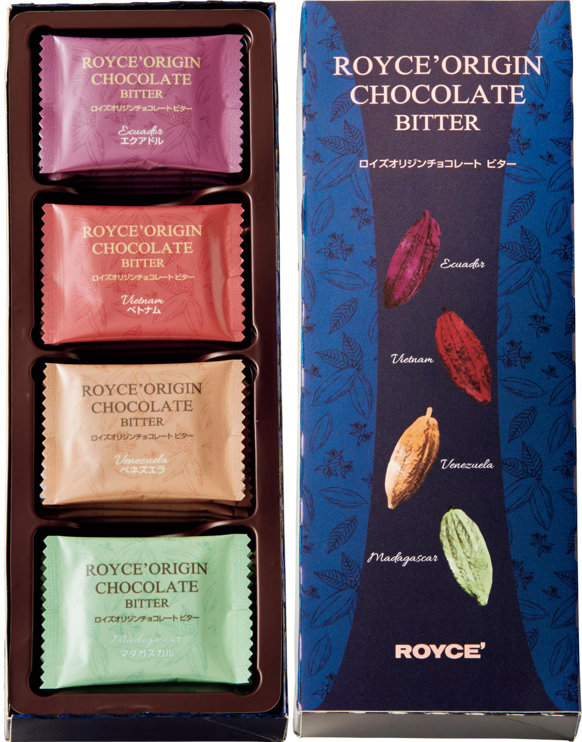ROYCE' Origin Chocolate "Bitter"' - Assortment of Dark Chocolate Squares | Ideal for Baking and Desserts| No Artificial Preservatives | Japanese