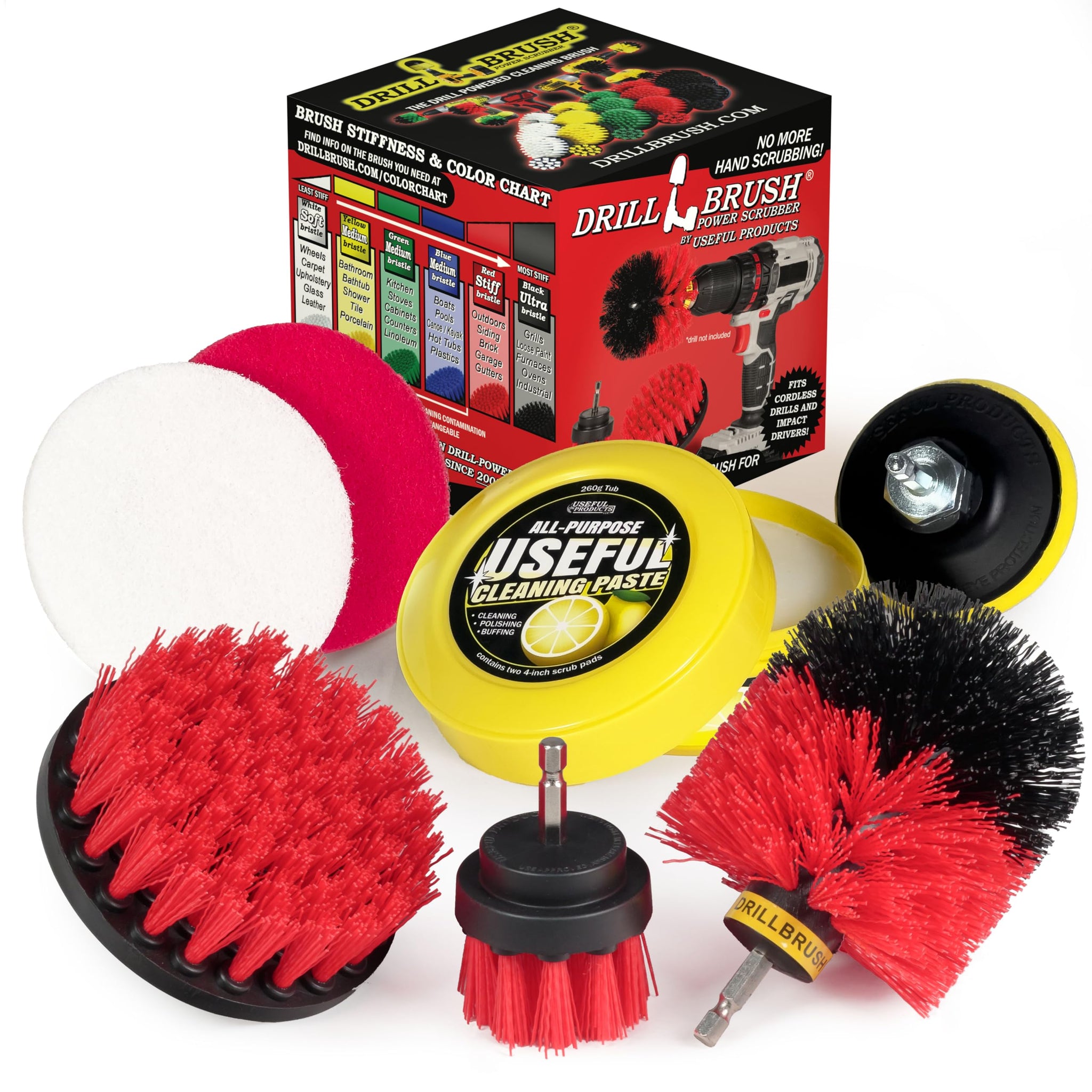 Heavy Duty Nylon Bristle Brush Cleaning Supplies with All Purpose Cleaner Paste, Lemon Lime Scented - Ideal for Deck, Patio, Home Siding, Outdoor