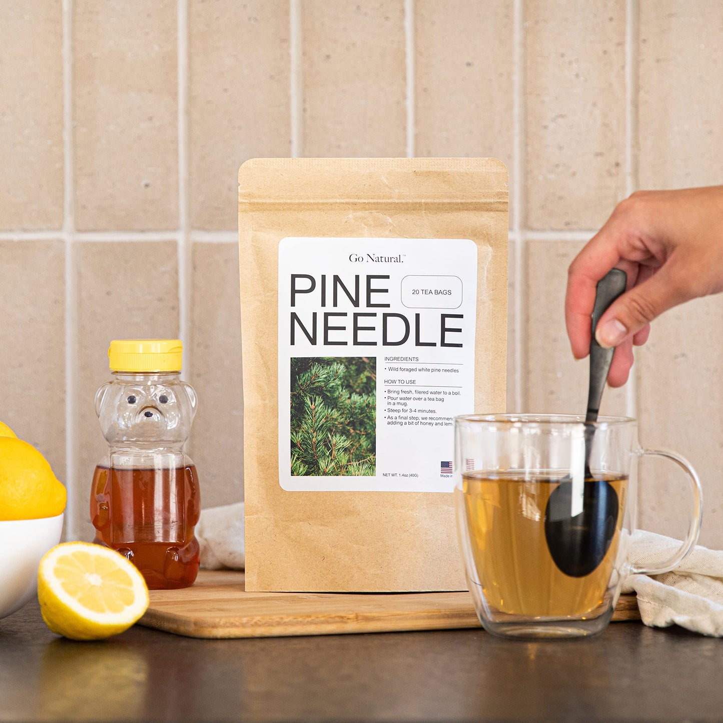 Pine needle tea, wild-foraged in the USA, picked from northern white pines | Protects against infection, strengthens immunity, high in antioxidants