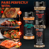 Steven Raichlen's New Planet Barbecue Premium Steak Rub Seasonings Set (3 Pack) - BBQ Spices w USA Inspired Flavors - Grilling Gift for Men & Women