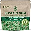 Sustain Caffeine Gum - Natural Mint Energy. 72 Pieces, 50 mg each - Biodegradable, Sugar-Free, Contains Xylitol, Plant-Based & Plastic Free with No