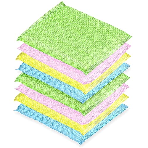 DecorRack 8 Multipurpose Scouring Pads, Non-Scratch Cleaning Sponge for Kitchen, Bathroom, Pots, Pans, and Dishes (8 Pack)