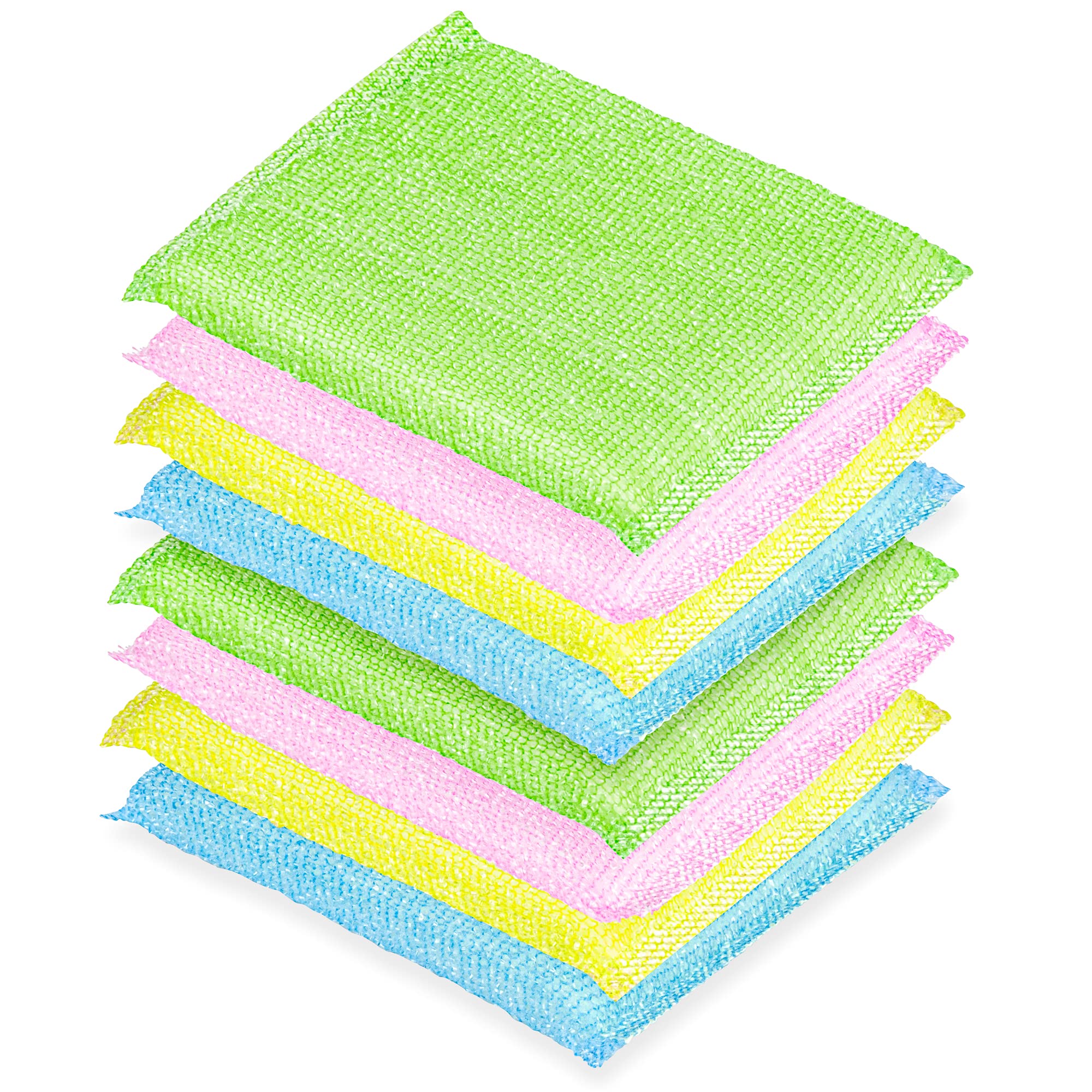 DecorRack 8 Multipurpose Scouring Pads, Non-Scratch Cleaning Sponge for Kitchen, Bathroom, Pots, Pans, and Dishes (8 Pack)