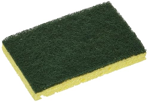 BIRDWELL CLEANING 369-48 Scouring Pad, 4-1/2 in L X 2-7/8 in W, 5/8 in T, Yellow/Green