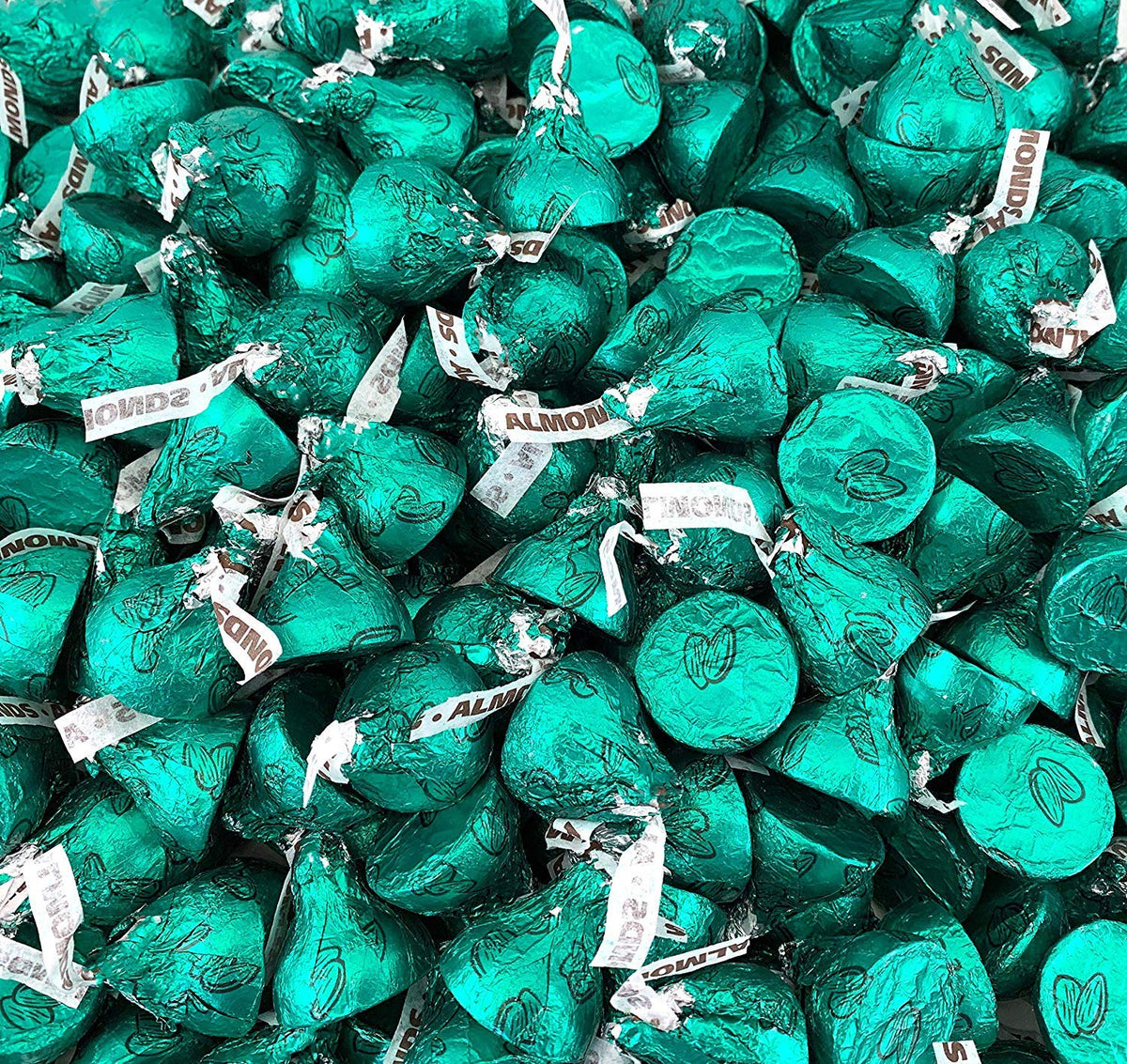 Candykrave Hershey'es Greeen Almond Kisses Milk Chocolate Candy - 2lb (200 pcs) - Bulk Pack of Green Foil Milk Chocolate Candy, Bulk Chocolates candy