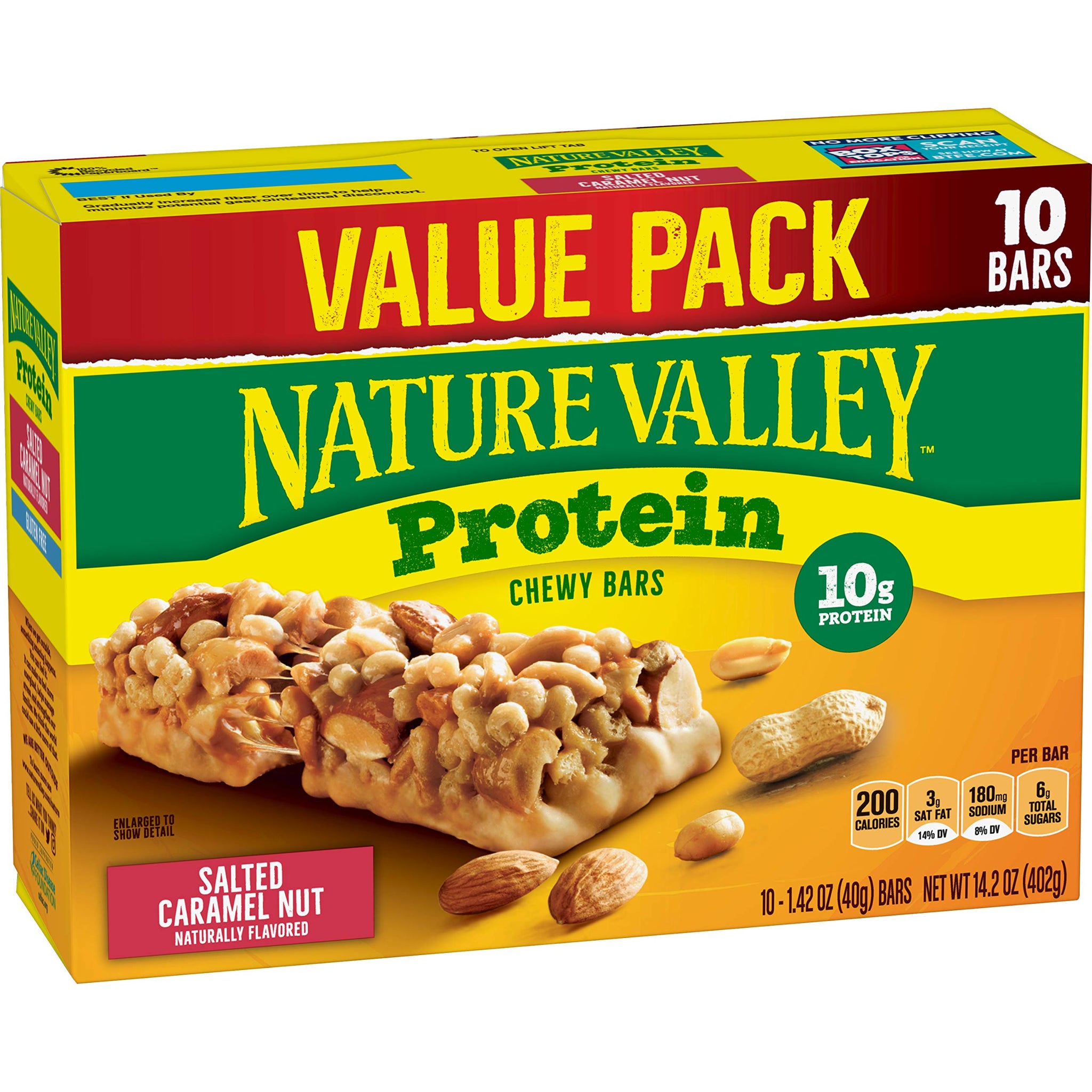 Nature Valley Chewy Granola Bar, Protein, Salted Caramel Nut, 10 Bars - 1.4 oz