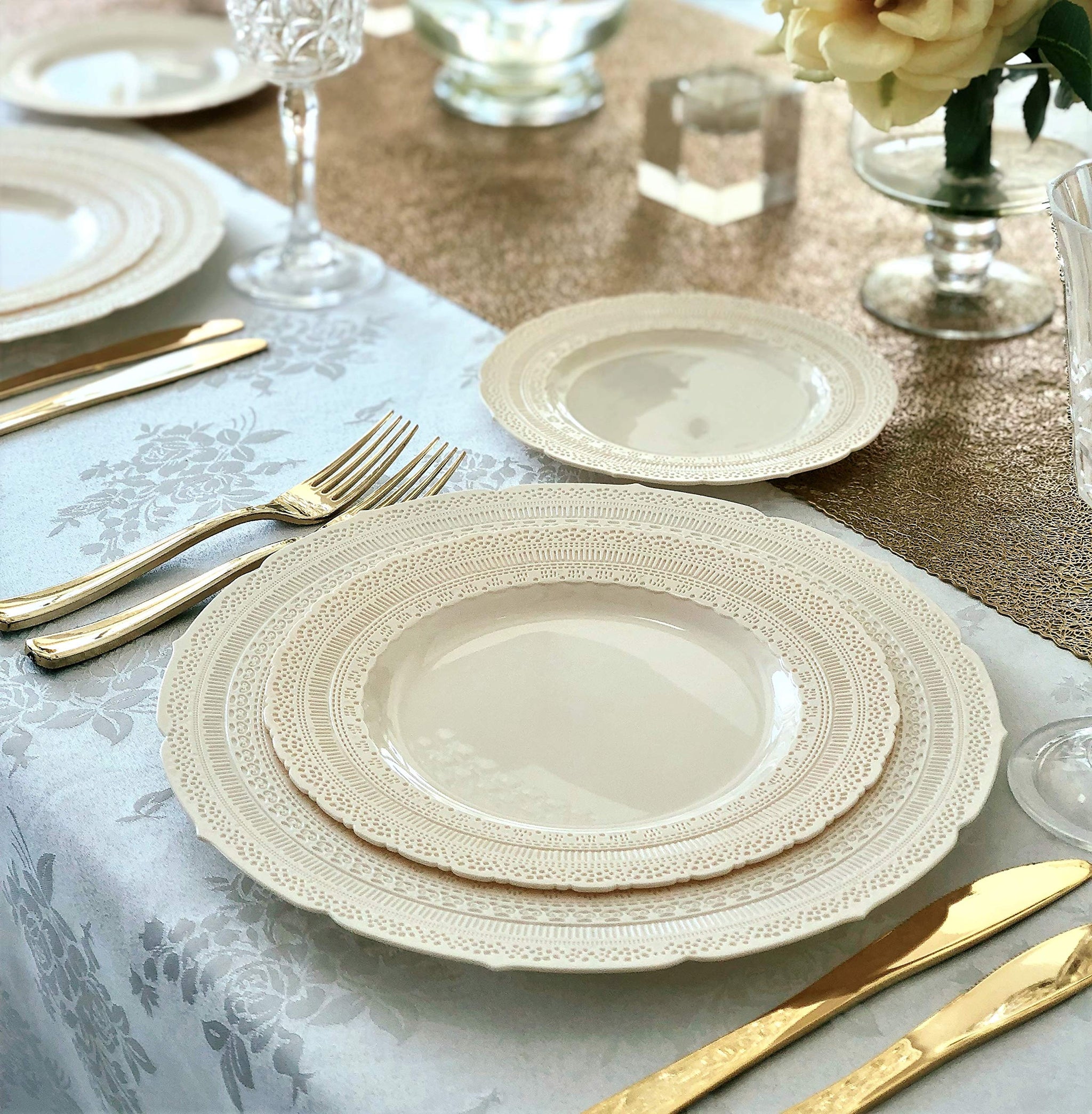 OCCASIONS 240 Piece Heavy Duty Disposable Plastic Dessert Plates 7 Inch - Premium Reusable Party Plates for Wedding, Event, Party Supplies - BPA Free