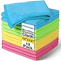 MIRACLEAN Microfiber Cleaning Cloth 12 Pack - 12 x 12 inches - Rags for Cleaning House Streak-Free Wipes for Screens, Dusting & Appliances - Premium