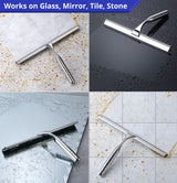 HOME SO Shower Squeegee for Glass Doors - Stainless Steel Squeegee with Adhesive Hooks - Window, Floor & Car Squeegee, Multi-Purpose Bathroom, Mirror
