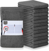 Utopia Towels Kitchen Bar Mops, Pack of 12, 16 by 19 Inches, 100% Cotton Super Absorbent Grey Towels, Multi-Purpose Cleaning Towels for Home