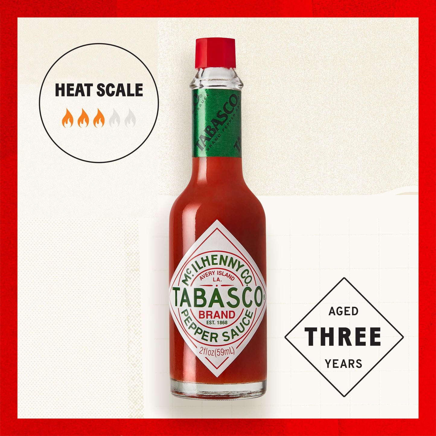 TABASCO Brand Original Red Pepper Hot Sauce, Medium Heat, Glass Bottle, Classic & Versatile Flavor, Three Simple Ingredients, Great for Dips, Tacos