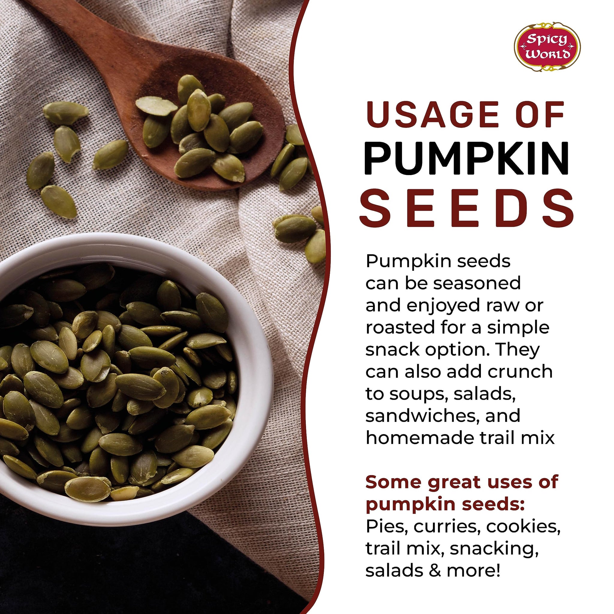 Raw Pumpkin Seeds 5 LB Jumbo Bag - Shelled, AAA Grade, Unsalted, Dry, Vegan, Bulk Bag by Spicy World