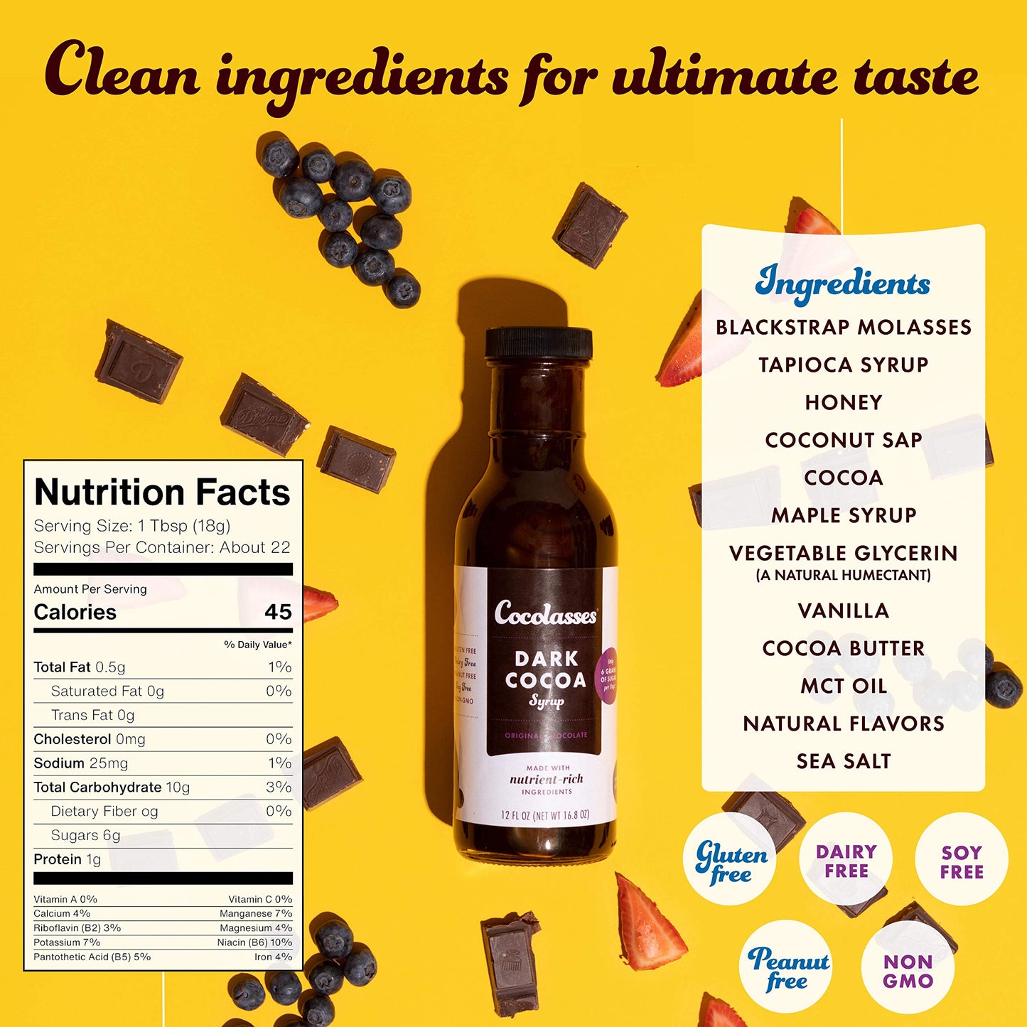 Cocolasses 100% Whole Food Supplement, Naturally Occurring Vitamins and Minerals, Bittersweet Dark Cocoa Syrup (12oz, 2 Pack)
