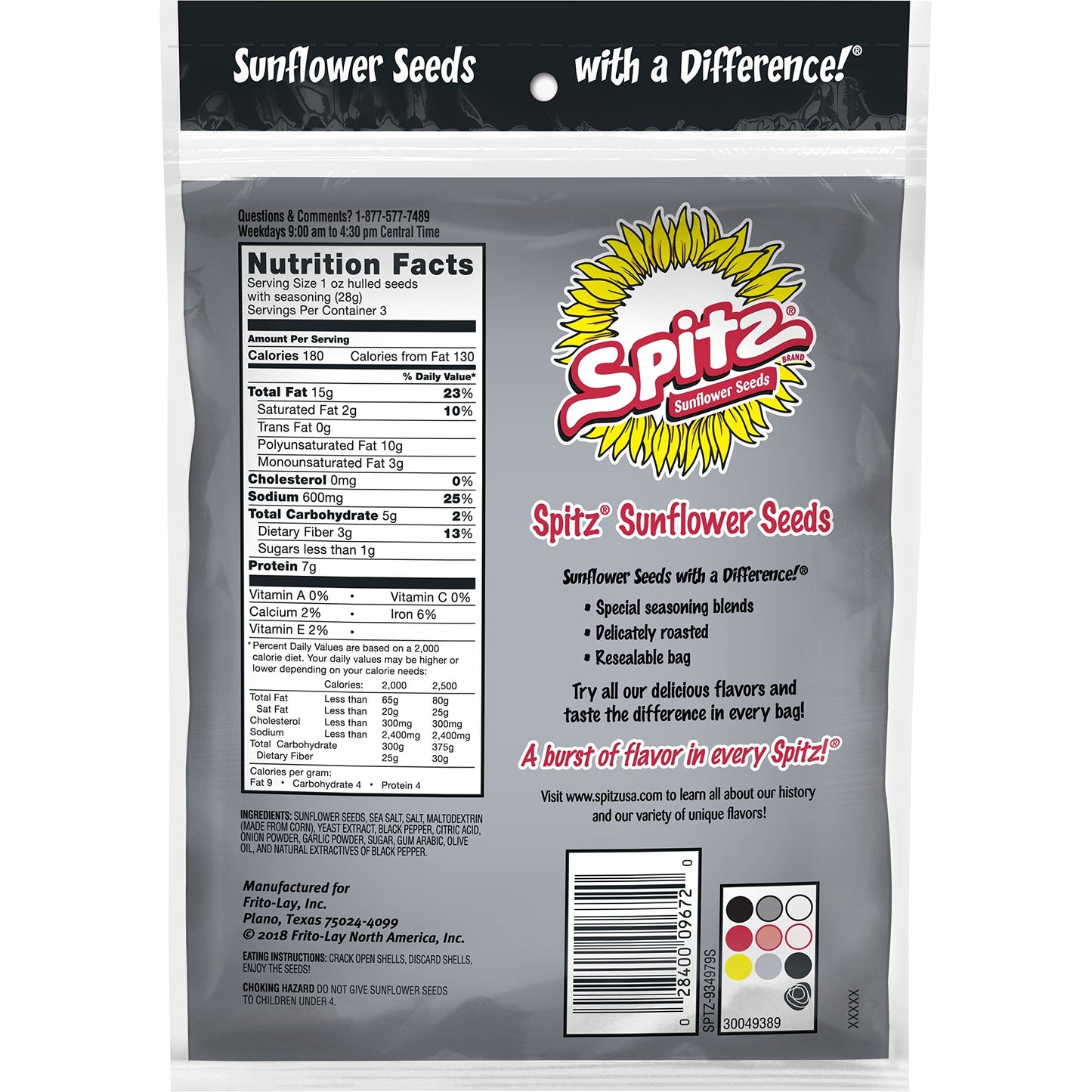 Spitz Sunflower Seeds, Cracked Pepper, 6oz Bag