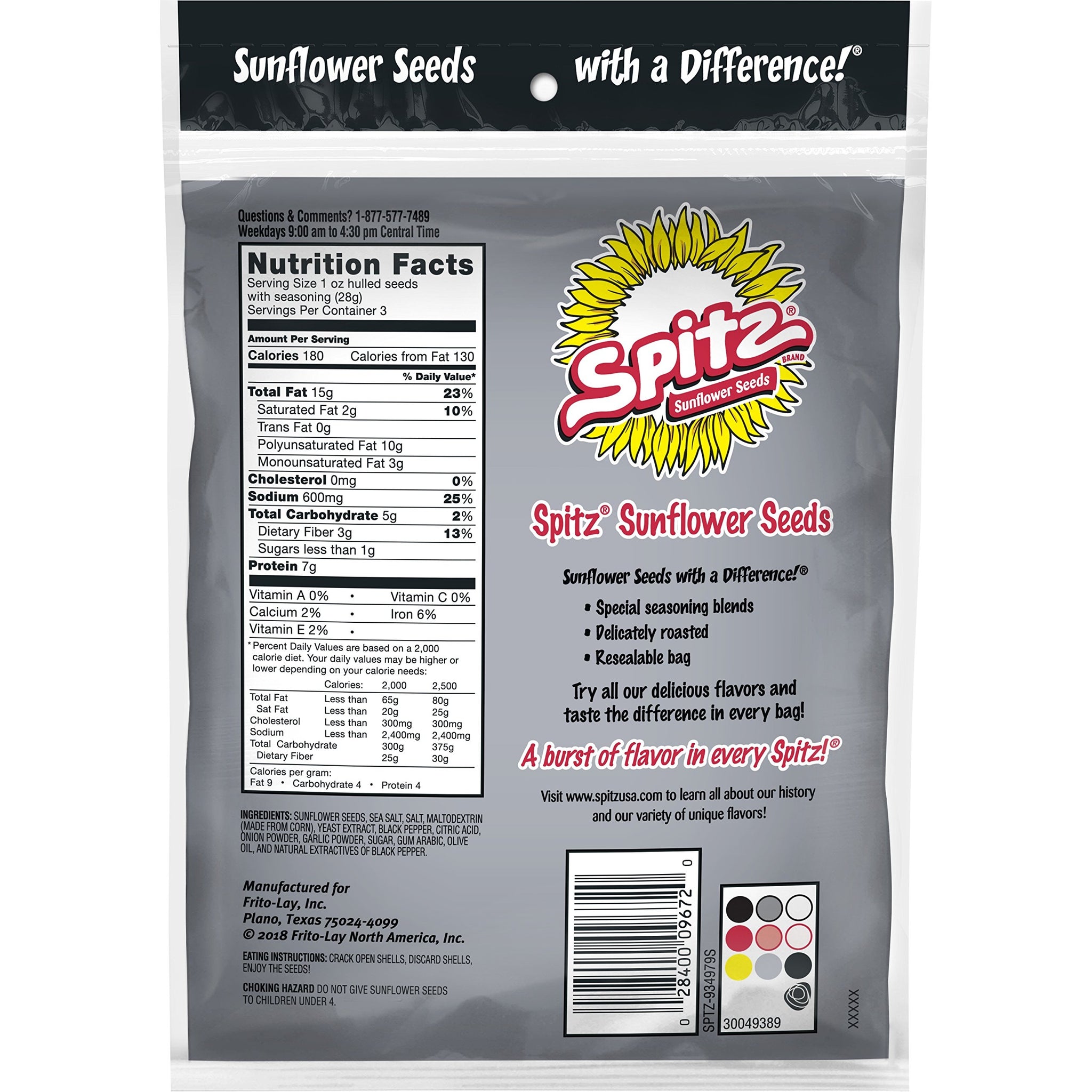 Spitz Sunflower Seeds, Cracked Pepper, 6oz Bag
