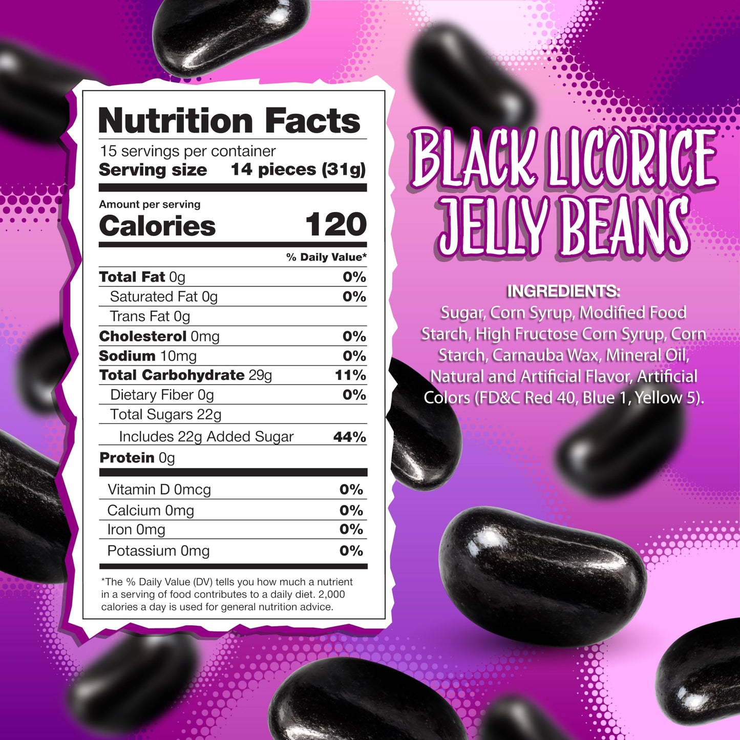 Black Licorice Jelly Beans | 1-Pound Bag | Black Jelly Beans for Holiday Buffets, Gifting, and Dessert Decorating | Old Fashioned Candy | Licorice