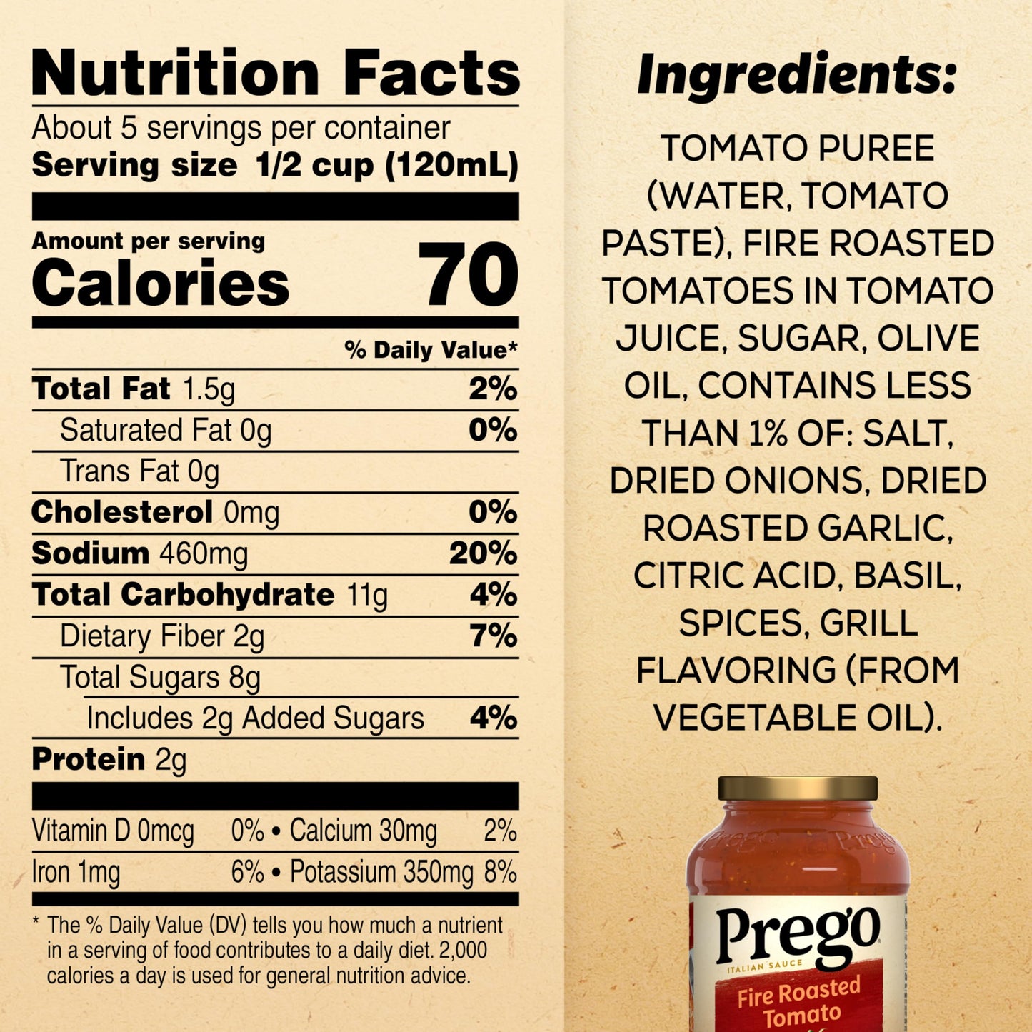 Prego Fire Roasted Tomato Pasta Sauce, 23.5 oz Jar
