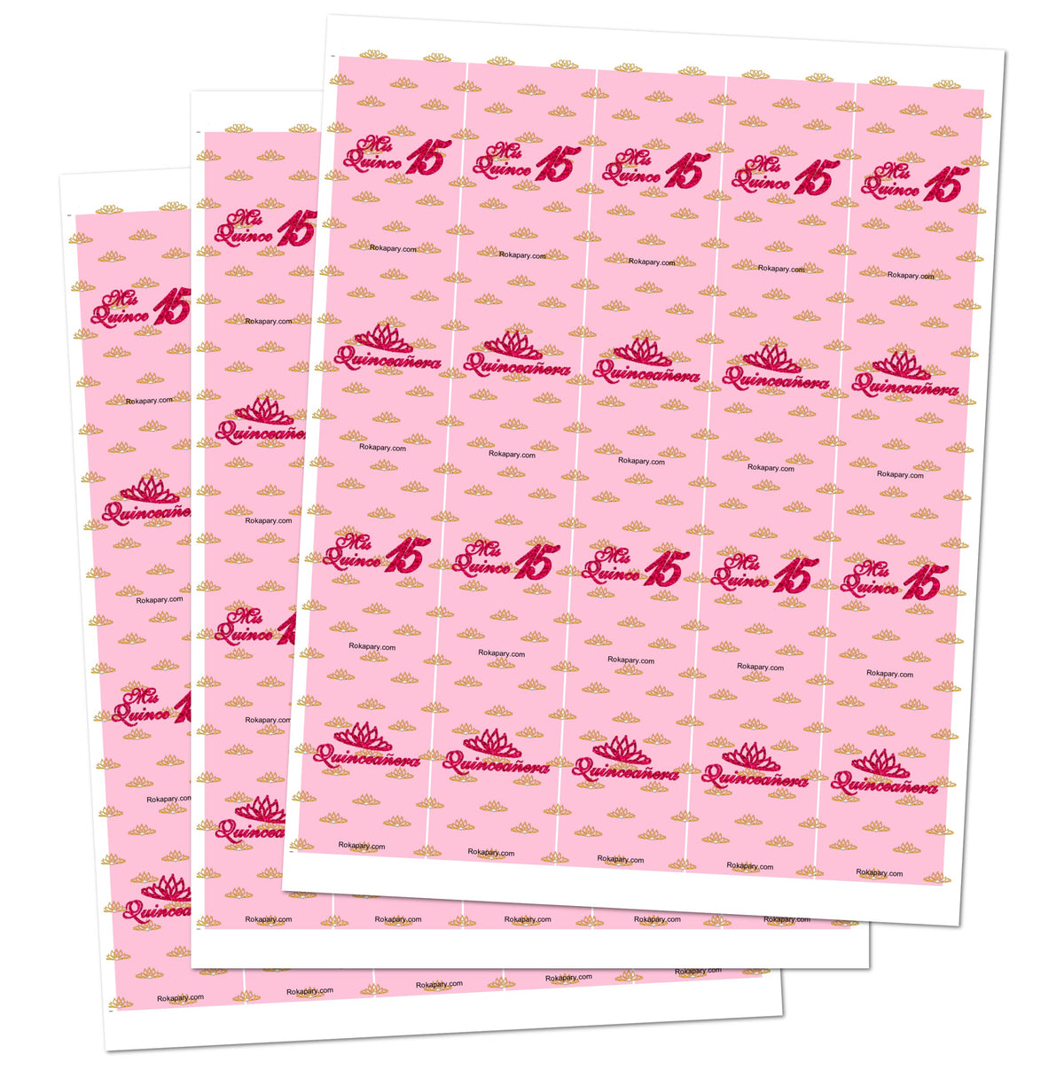 Mis Quince Miniature Candy Bar Wrapper, Quinceanera Mini Chocolate Bar Stickers for Sweet 15 Birthday Party, Table Top Event Decorations, (Set of 60)