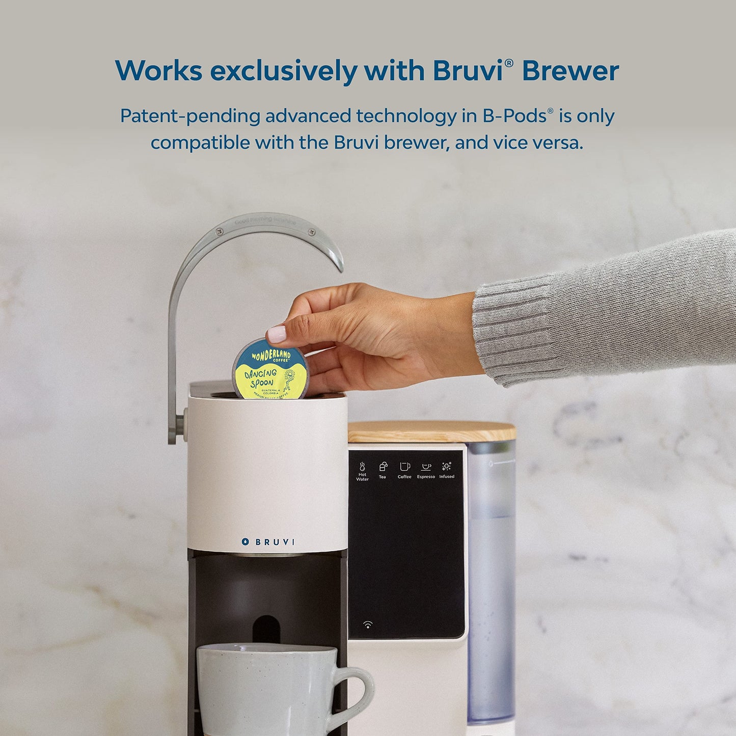 Wonderland Coffee | Dancing Spoon Coffee B-Pods | Only Compatible with Bruvi Single-Serve Coffee Brewer | Includes 60 Pods