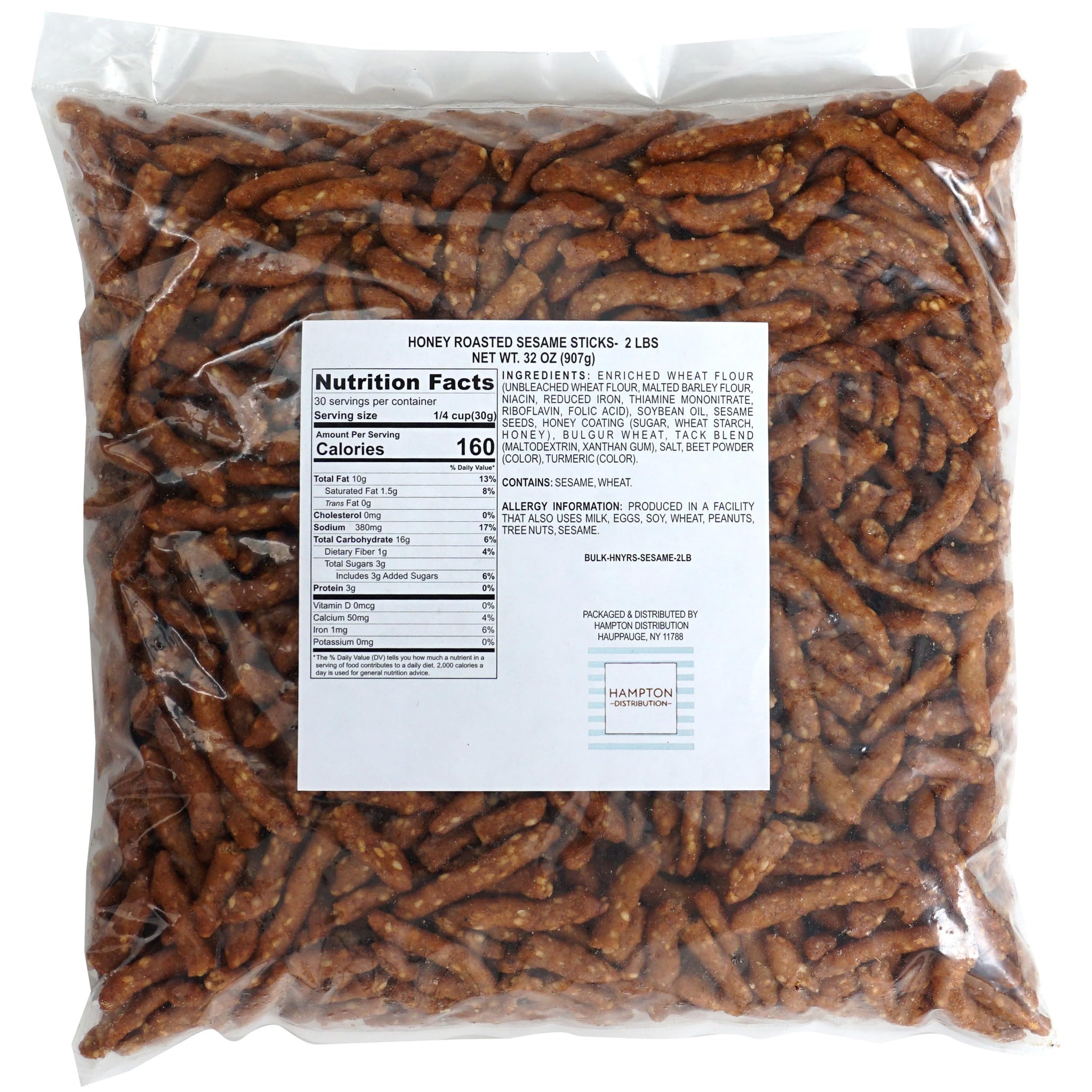 Honey Roasted Sesame Sticks, 2 Pound Bulk Bag, Hampton Distribution