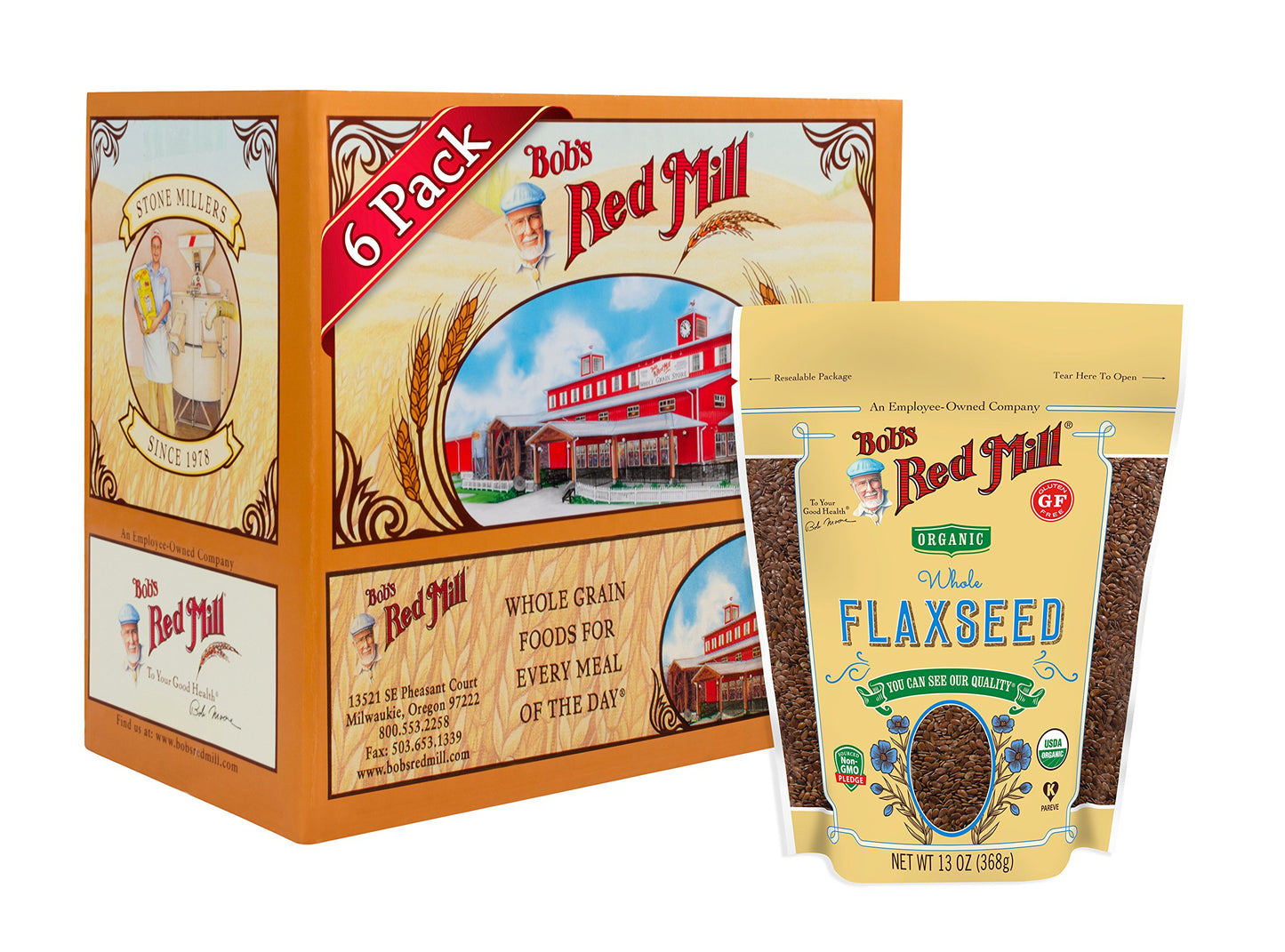 Bob's Red Mill Organic Brown Flaxseeds, 13-ounce (Pack of 6)