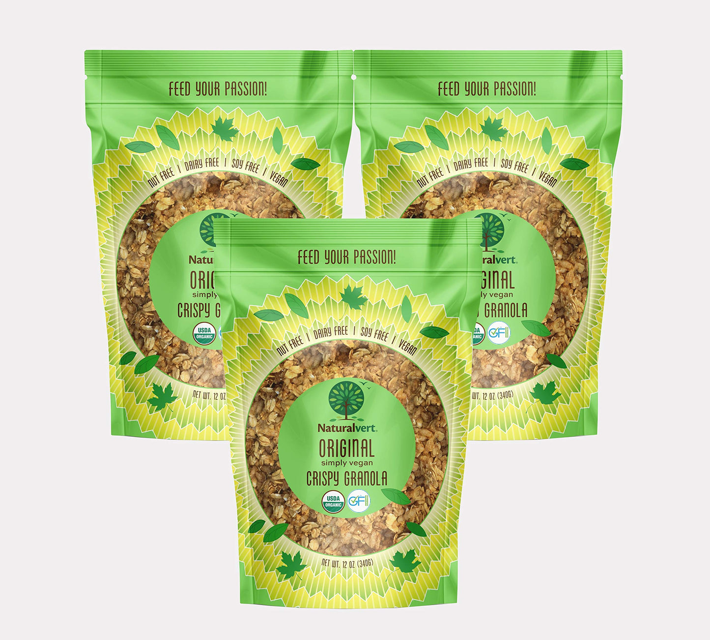 Naturalvert Organic, gluten-free, vegan granola Original Vegan, 12oz (Pack of 3)