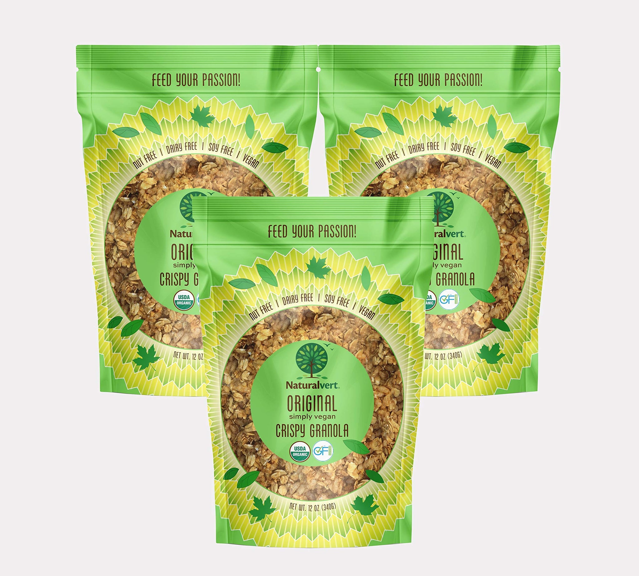 Naturalvert Organic, gluten-free, vegan granola Original Vegan, 12oz (Pack of 3)