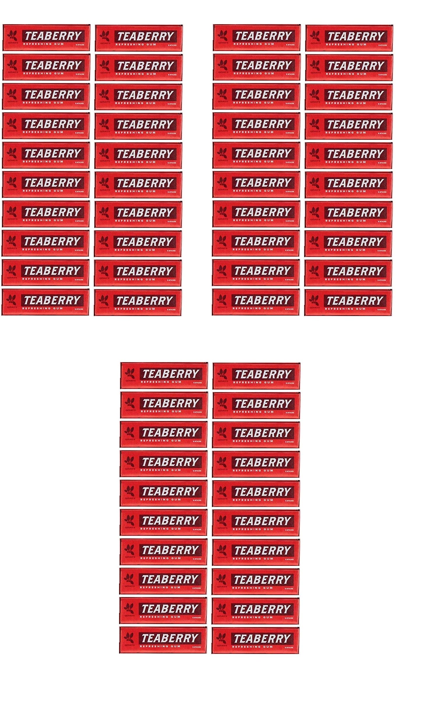 Teaberry Chewing Gum - Classic Retro Nostalgic Yummy Flavor originated by Clark's Finally Back! - Gerrit's Tea Berry Flavor (60 Packs)