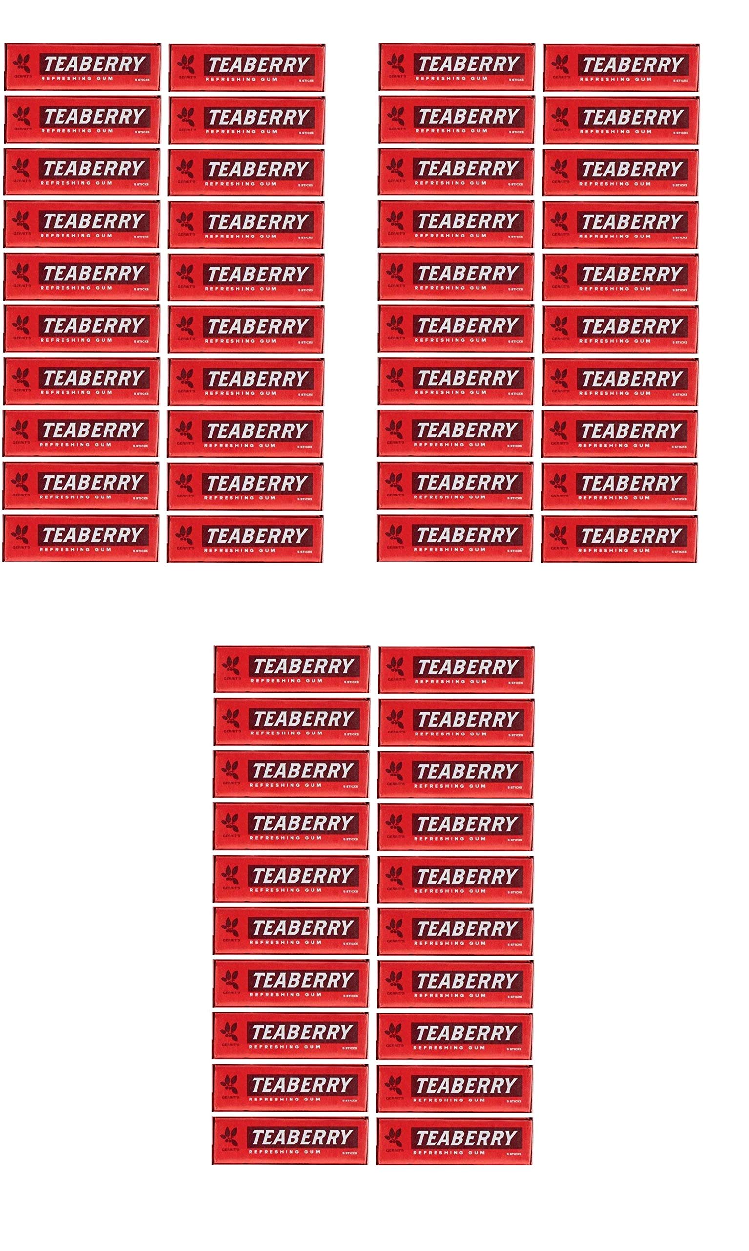 Teaberry Chewing Gum - Classic Retro Nostalgic Yummy Flavor originated by Clark's Finally Back! - Gerrit's Tea Berry Flavor (60 Packs)