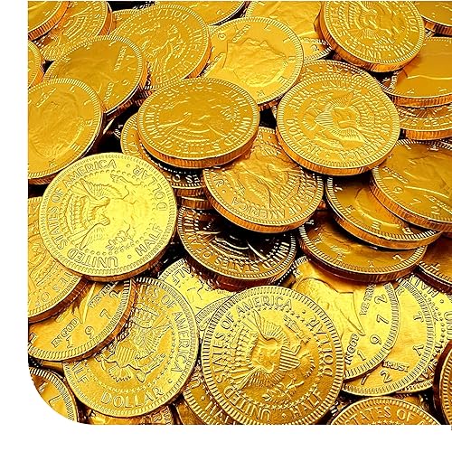 Milk Chocolate Coins Bulk - 2 Pound Pack - 160 Count - Chocolate Gold Coins for Party Favors - Individually Wrapped Gold Candy for Goodie Bags & Party