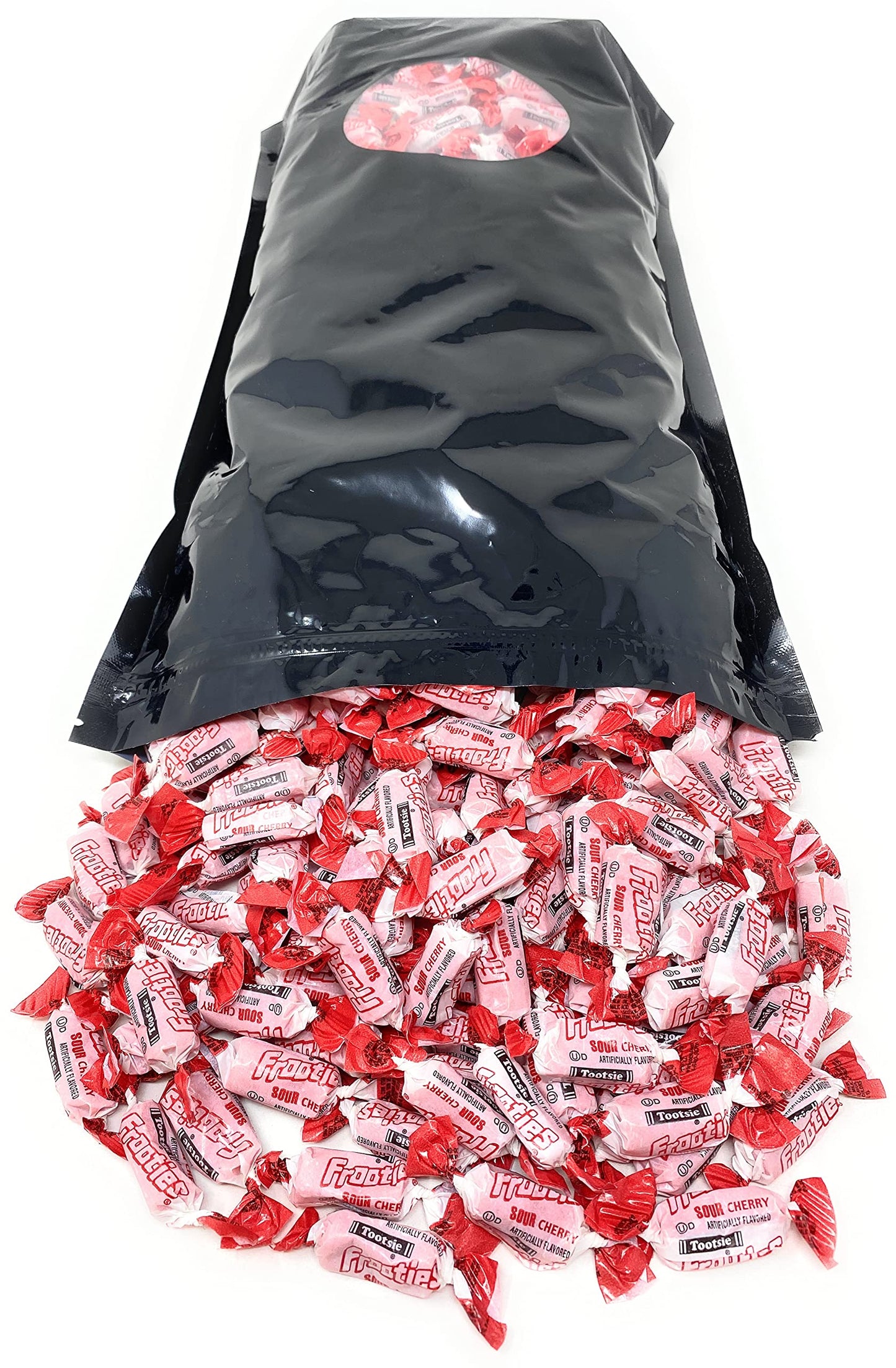 Bulk Sour Cherry Flavor Tootsie Roll Frooties Chewy Red American Taffies Candy Individually Wrapped In Resealable Assortit Bag 5 Lb 735+pcs (80-Oz)