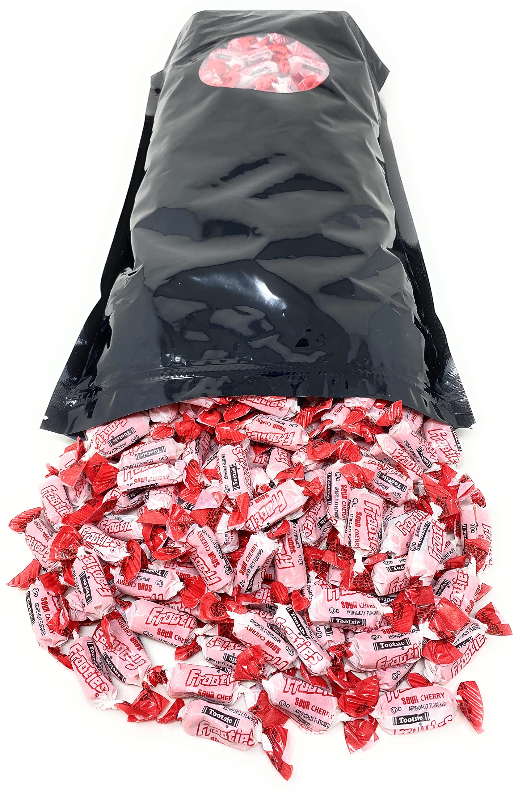 Bulk Sour Cherry Flavor Tootsie Roll Frooties Chewy Red American Taffies Candy Individually Wrapped In Resealable Assortit Bag 5 Lb 735+pcs (80-Oz)