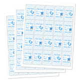 60 Blue Its a Boy Baby Shower Miniatures Candy Bar Wrapper Labels, Baby Shower Miniatures Candy Bar Stickers Decorations, Candy Not Included. Made in