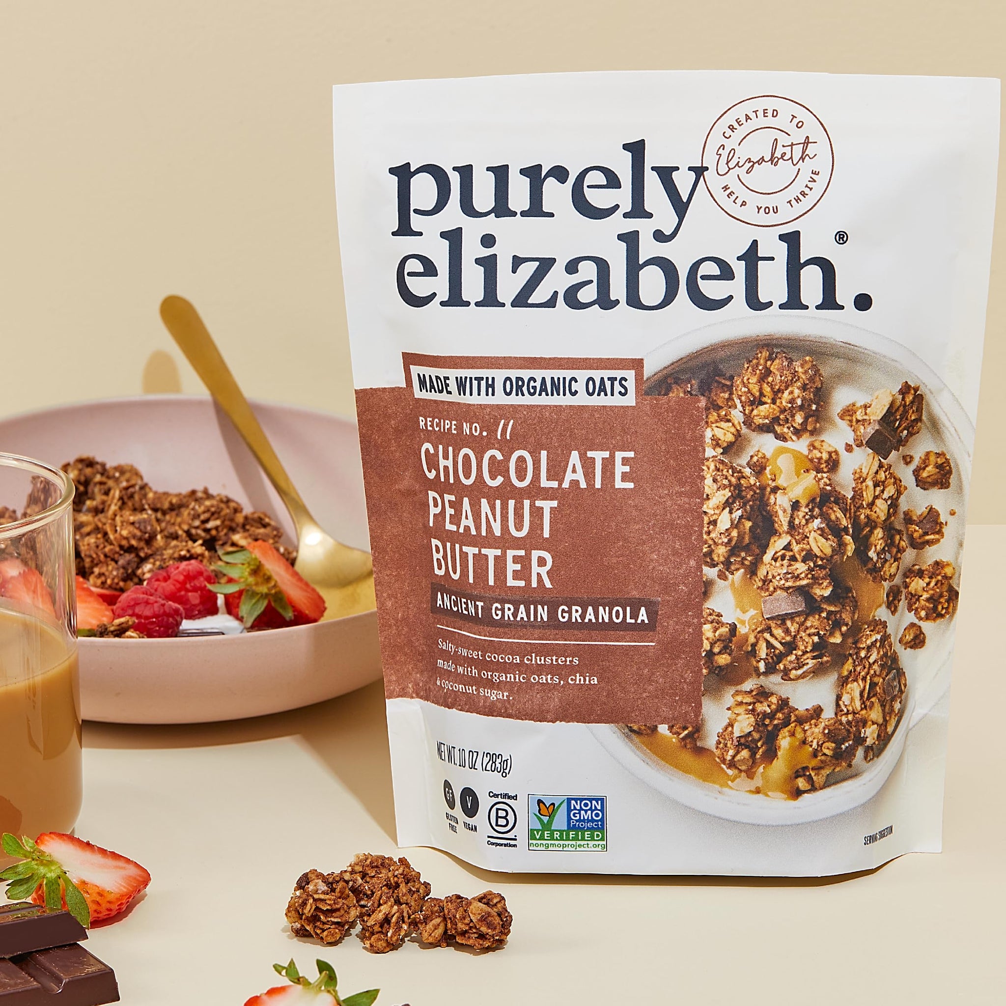 Purely Elizabeth, Chocolate Peanut Butter, Ancient Grain Granola, Gluten-Free, Non-GMO, 10 Ounce (Pack of 3)