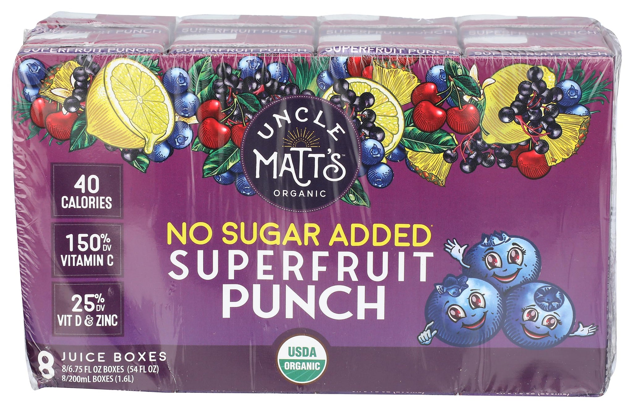 Uncle Matts Organic Superfruit Punch No Sugar Added Juice 8pk, 6.75 FZ
