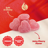 Cherry Jelly Hearts | 1-Pound Bag | Sour Candy | Dye Free Candy Hearts | Classic Gelatin Free Cherry Treats for Gifting, Buffets, Snacking | Vegan