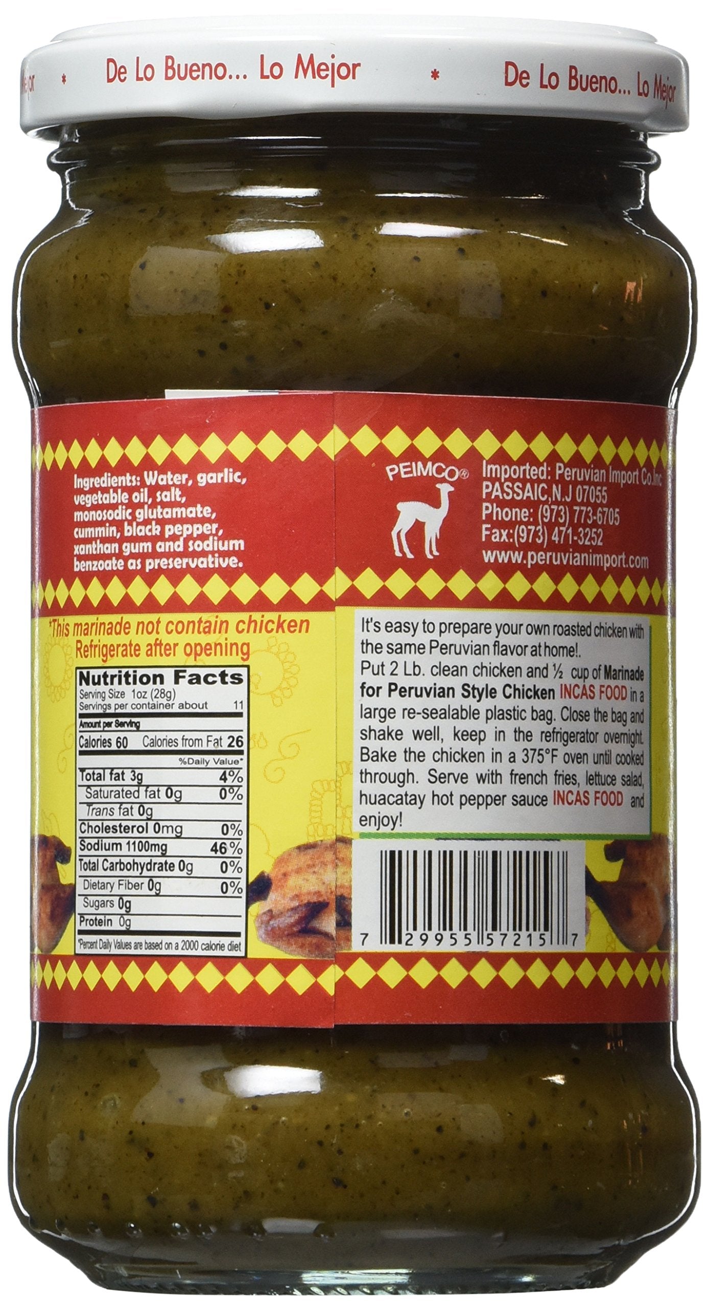 Inca's Food Aderezo de Pollo a la Brasa - Peruvian Chicken Marinade - 10.5 ounces