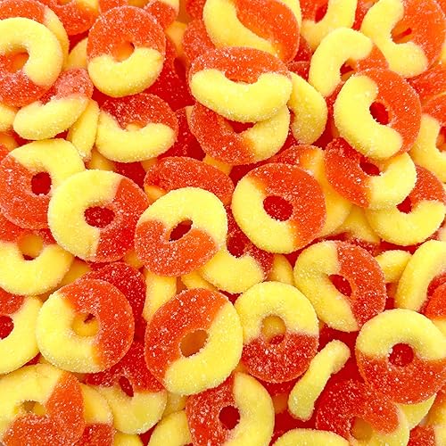 Peach Rings Gummy Candy, Soft and Chewy Snack (1 Pound Bag)