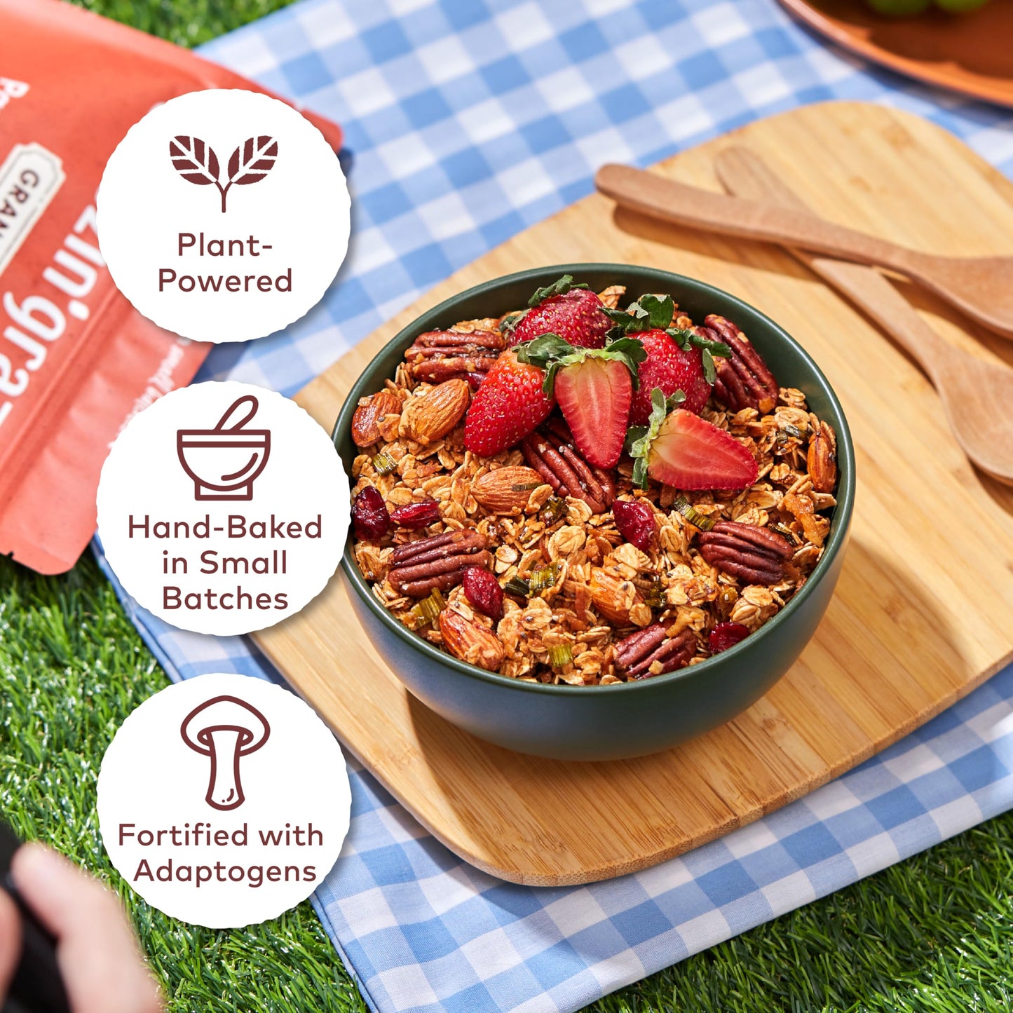 Coconut Caramel Granola with Prebiotics | Natural, Hand-Baked, Reduced Sugar, Rich in Iron | for Breakfast Cereal, Trailmix, Yogurt, Snack Food |