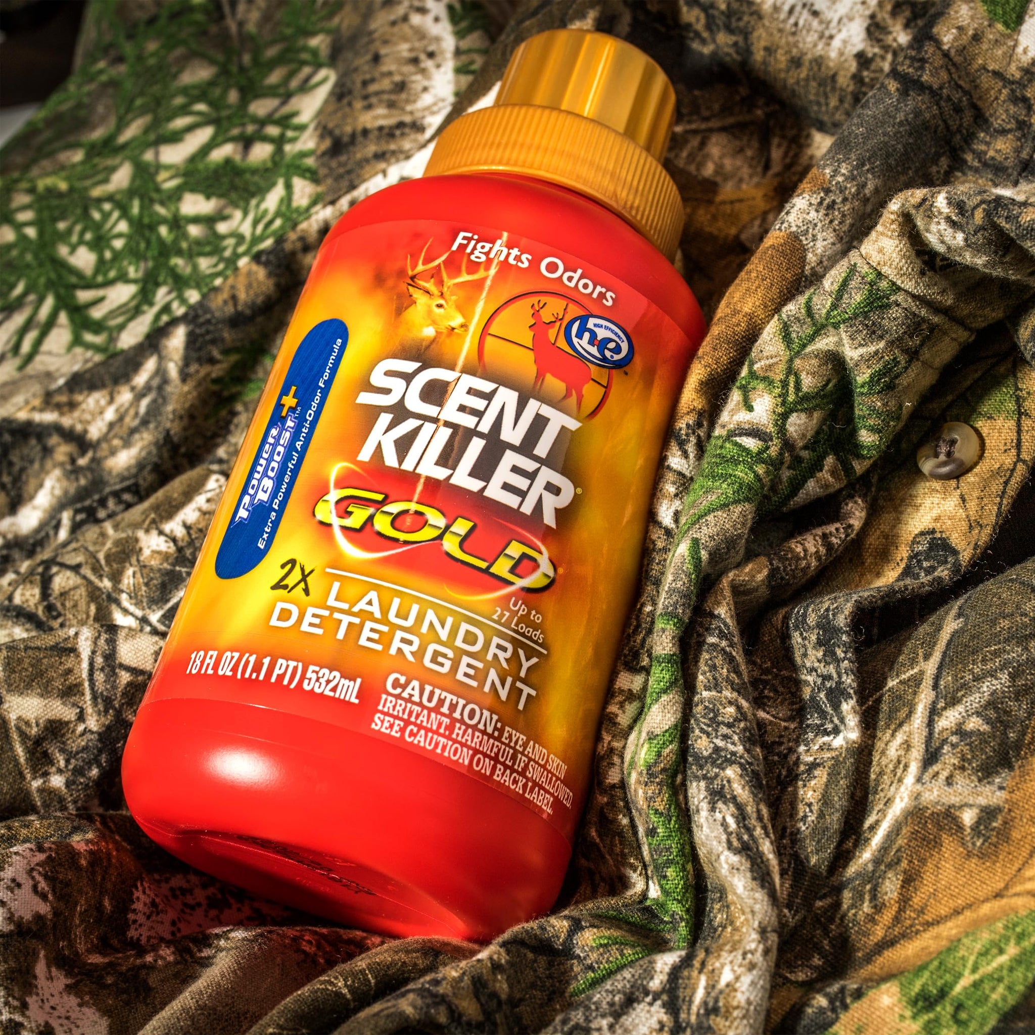 Scent Killer Gold Scent Free Laundry Detergent for Hunting Gear with Power Boost Plus Odor Eliminator, 18 Fluid Ounces