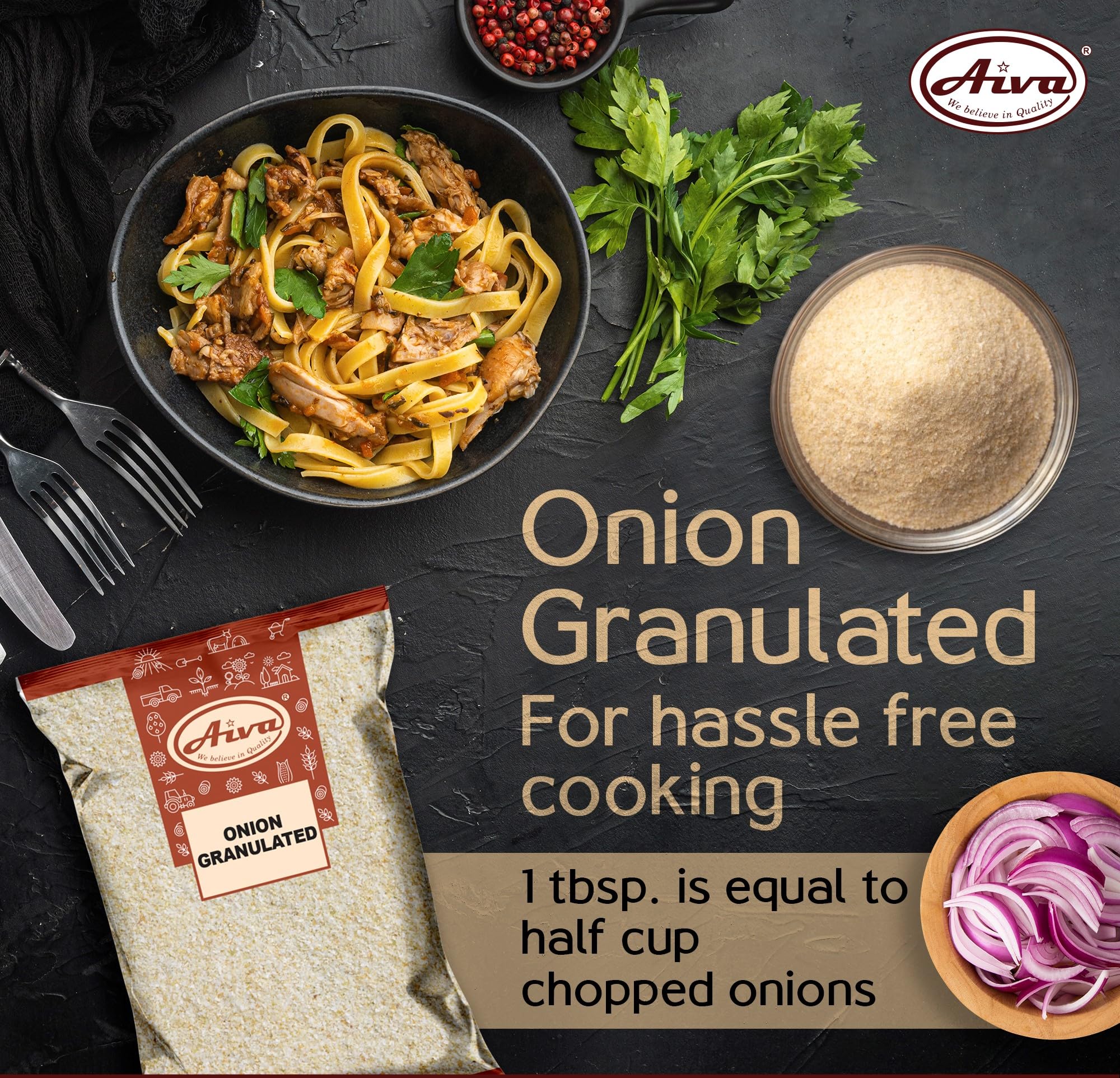 Aiva Onion Granulated | Coarse Seasoning for Cooking Sauces Marinades | Savory Recipes Everyday Use | 4 lb Pack Of 10 (4 lb Pack Of 10)