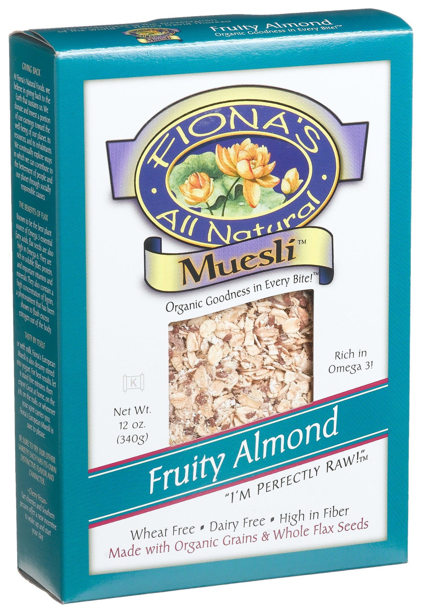 Fiona's All Natural Granola, Organic Fruity Almond Muesli, Wheat-Free, 12-Ounce Boxes (Pack of 6)
