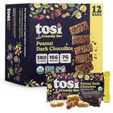 Tosi Meal Nut Bars, Peanut Dark Chocolate, Healthy Snacks for Adults & Kids, Crunchy Plant Based Protein Bar (16G), Keto Snacks, Vegan, Gluten & Soy