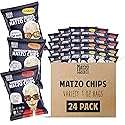 Matzo Chips, Variety Pack of 24 Snack Bags, 1 Oz., 6 of Each Flavor (Everything, Salted, Cinnamon Sugared) from The Matzo Project, Kosher (But Not