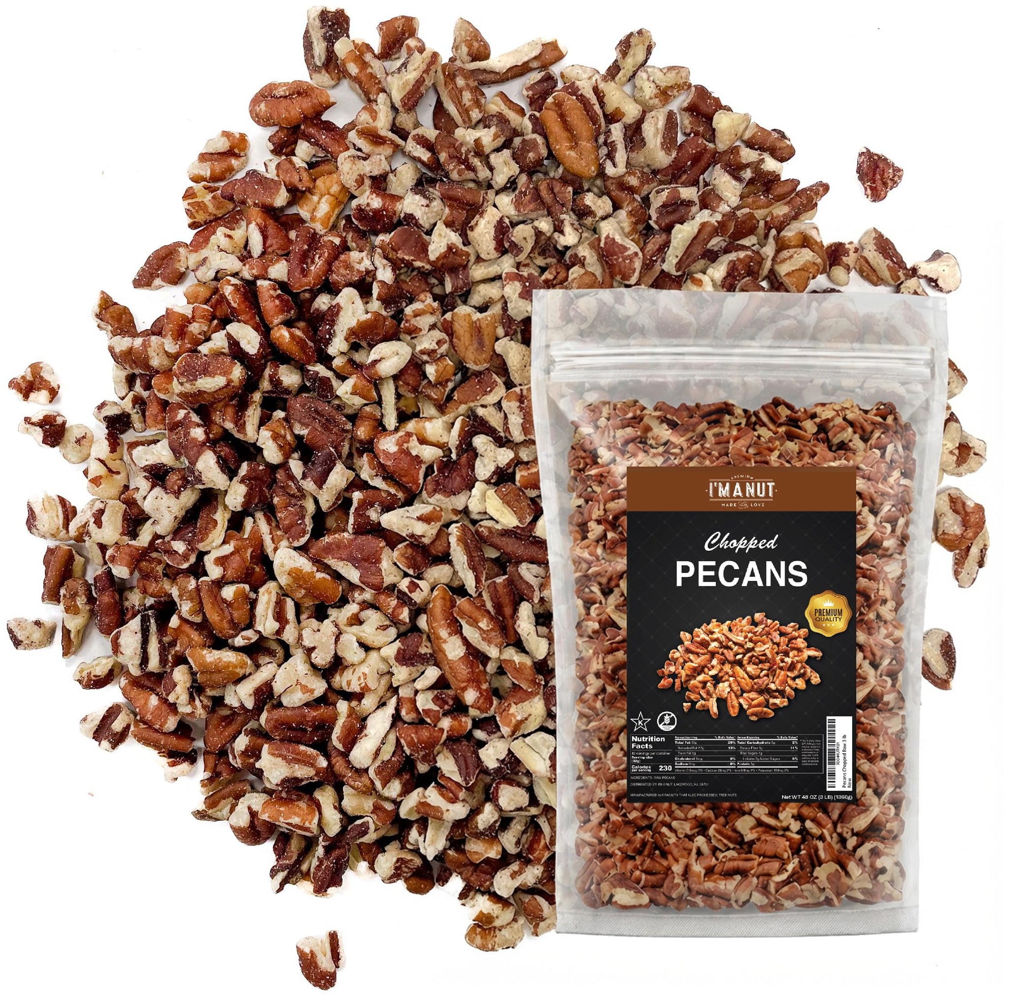 Raw Pecan Pieces 16oz (1lb) - Medium Chopped Pecans, American Grown, Batch Tested Peanut & Gluten Free, Non-GMO, No PPO, Unsalted Nuts for Baking