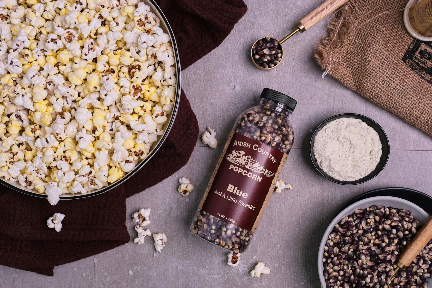 Amish Country Popcorn | 14 oz Bottle | Blue Popcorn Kernels | Old Fashioned, Non-GMO and Gluten Free (14 oz Bottle)